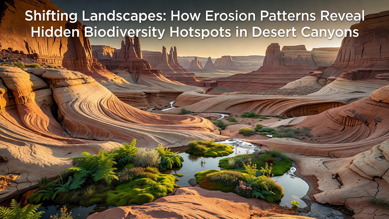 Close-up of canyon wall with layered erosion revealing soil pockets supporting desert flora and small animal tracks